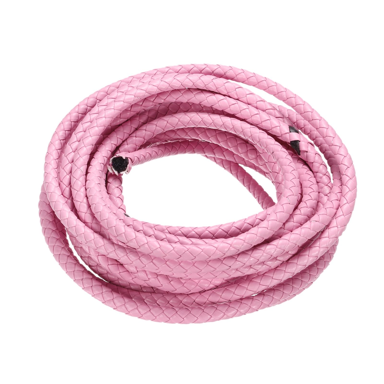 M METERXITY Round Braided Leather Cord, 5 Yards 7mm Six-Strand Faux Beading String Rope Bolo Tie 5 Meters Long for Jewelry Making/DIY Crafts, String Macrame Bracelet Thread [Pink]