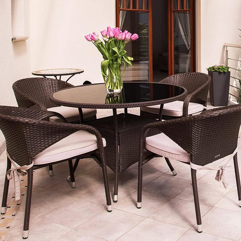 Lot de 24 embouts de tubes en plastique noir de 6 m pour pieds de chaise, table de patio et chaise de terrasse, protection de sol, design rond