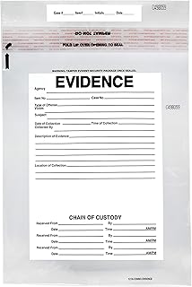 SECUR-PAK 100pk Evidence Bags, 12"x16" Transparent, Tamper Resistant Closure with Serialized Numbering