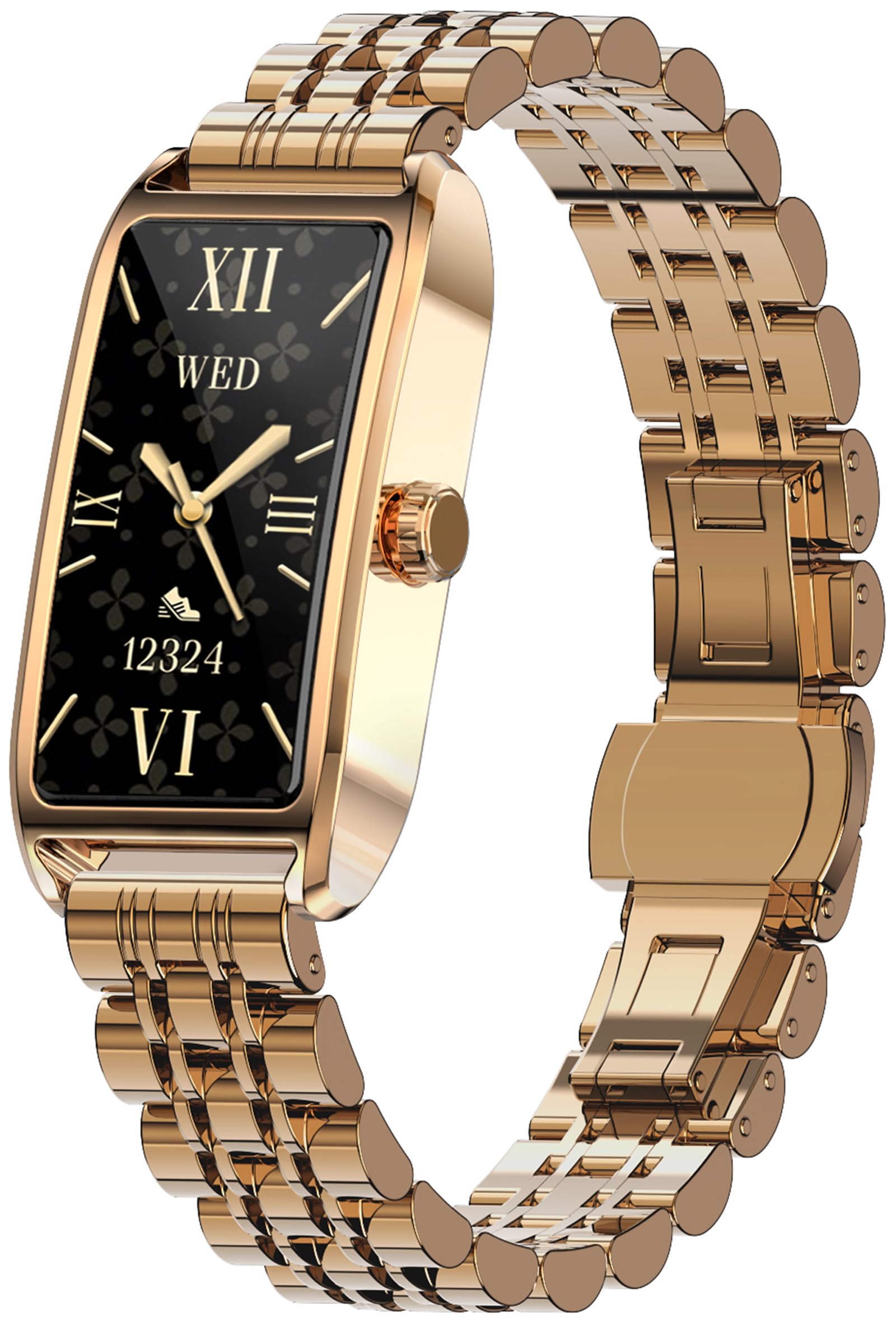 Fitness Tracker Damen Elegant Rosegold Smartwatch mit SchlafMonitor Herzquenz Podómetro Kalorienzzähler Menstruationszyklus Luxus Uhren für Frauen