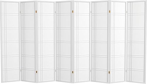 Oriental Furniture - Pantalla Shoji de doble cruz de 6 pies de alto, color blanco, 8 paneles