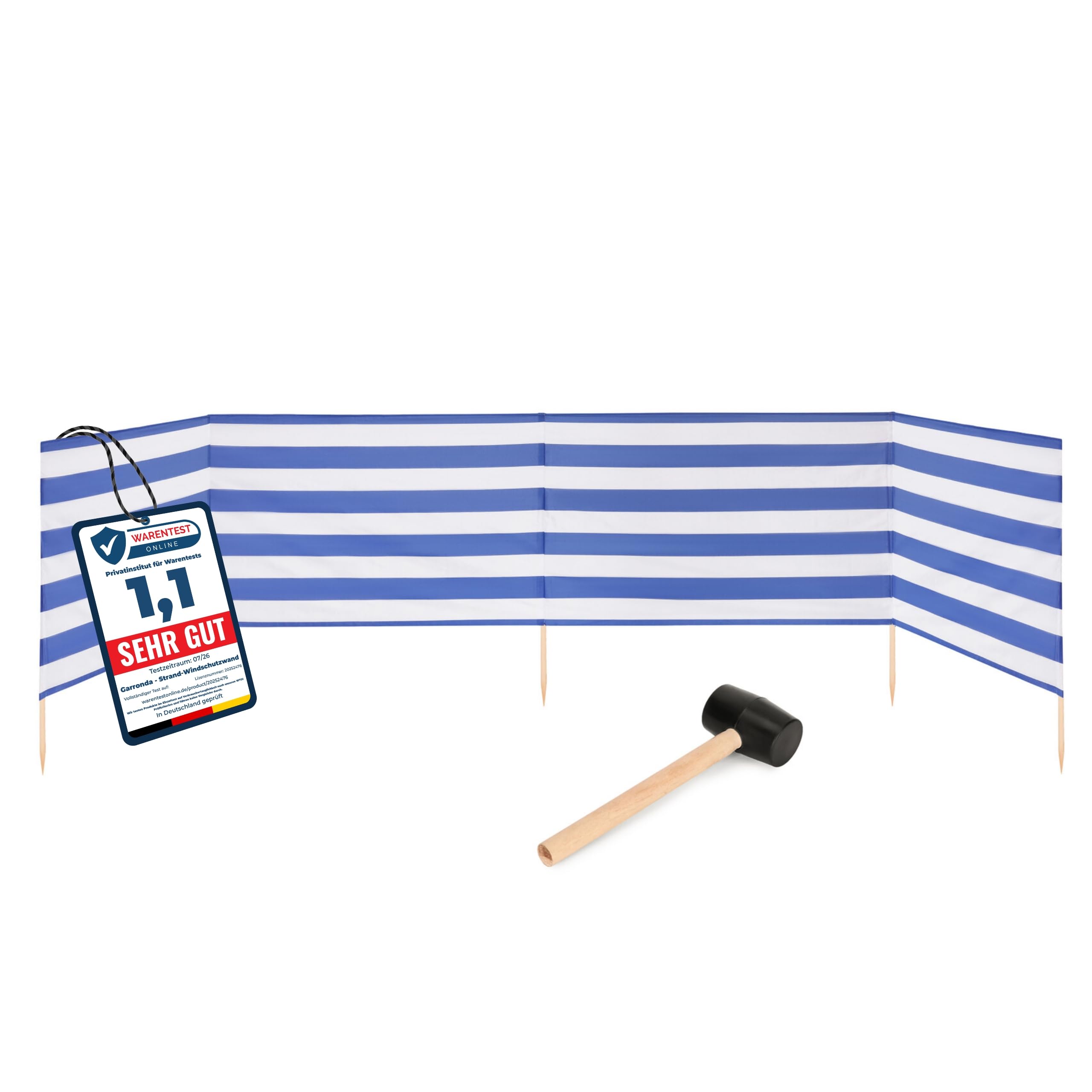 Garronda Paravento da Spiaggia, Protezione dal Vento, Protezione Privacy, Spiaggia, Giardino, paravento 5 m + Martello di Gomma GAEX001