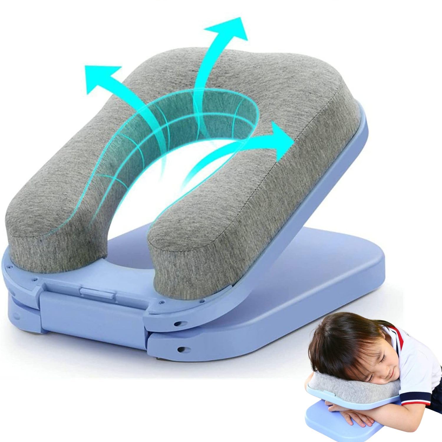 FinzatikFinzatik Desk Nap Sleeping Face Pillow Foldable, Travel Neck Pillow with Head Support, Airplane Neck Pillow Comfortably Supports Head and Chin, Trains, Cars Office Napping on The Table, Neck Pillow
