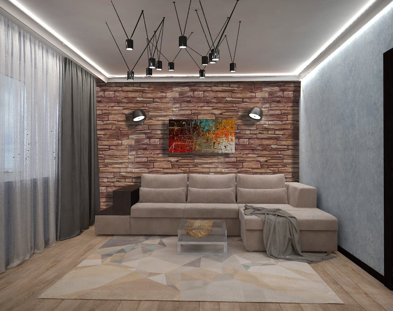 Grace Baltic - Paneles de pared 3D para decoración de paredes interiores Paneles de pared de PVC finos y elásticos no adhesivos Decoración de paredes interiores Material PVC 3D (38 piezas / 18.62 m2)