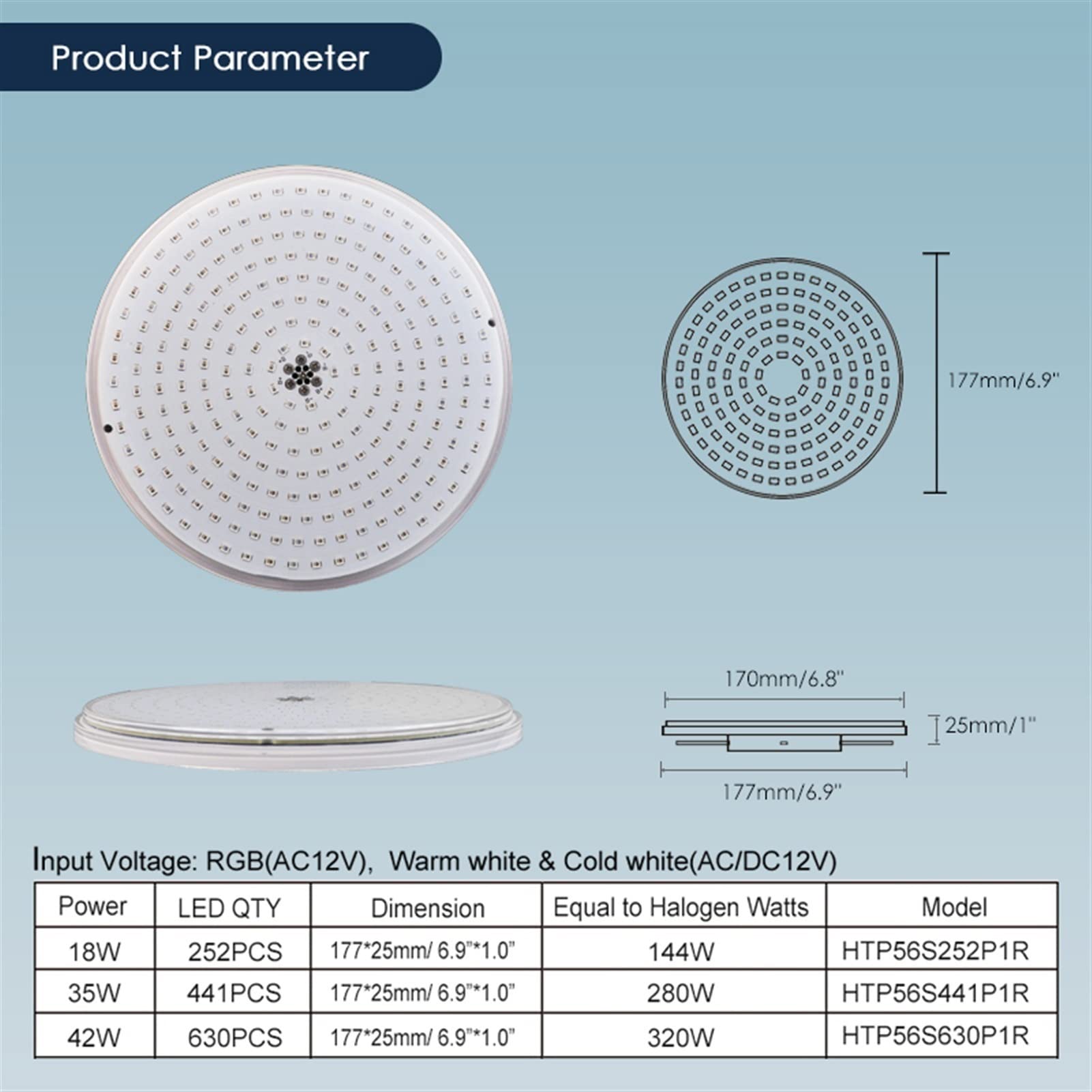 Luz para Piscina 1 8w 42w Luces bajo el agua PAR56 RGB LED Piscina Luz resina llena de pared montada en la pared / lámpara de piscina incrustada IP68 Luz de estanque impermeable Luces Sumergibles ( Co