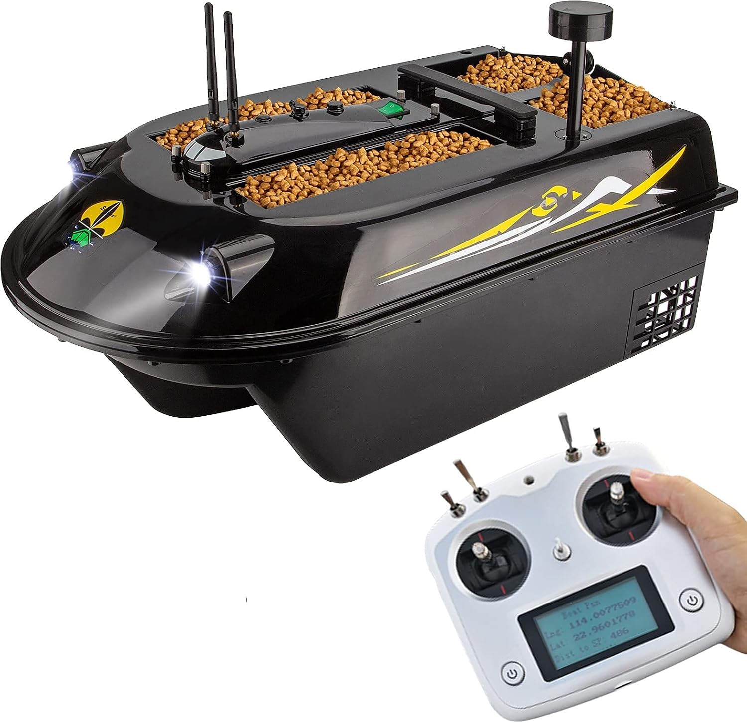 Barco de cebo de pesca con mando a distancia y buscador de peces para pesca en el mar, impermeable, alta eficiencia, fácil operación, ideal para pescadores y entusiastas de la pesca