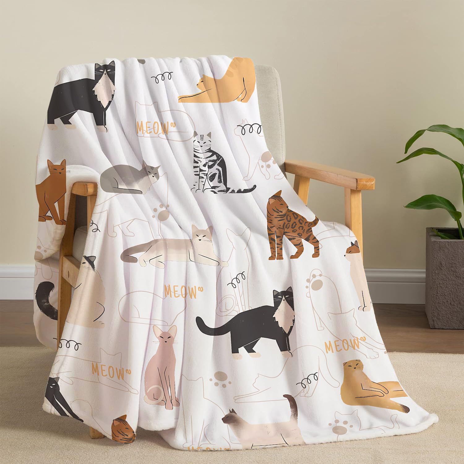 Tupmnbry Manta con estampado de gatos, manta con estampado de animales, regalos de gatos para los amantes de los gatos, manta de franela suave, manta de cama ligera y esponjosa para sofá, 60 x 80