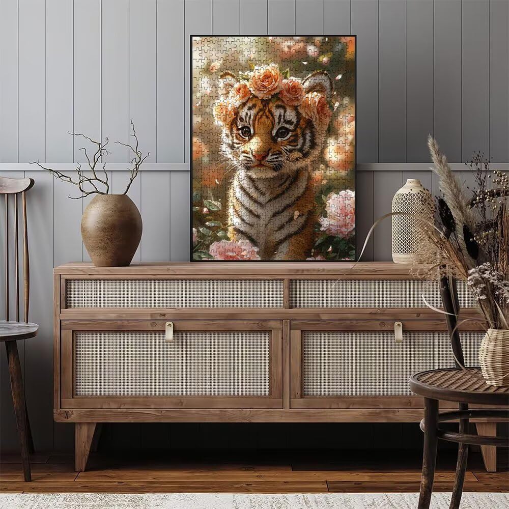 Puzzle 4000 sztuk, tygrysie kwiaty puzzle dla dorosłych 4000, drewniane puzzle, klasyczne gry edukacyjne, niemożliwe wyzwanie, rodzina gier, kreatywny prezent DX0YL1-562