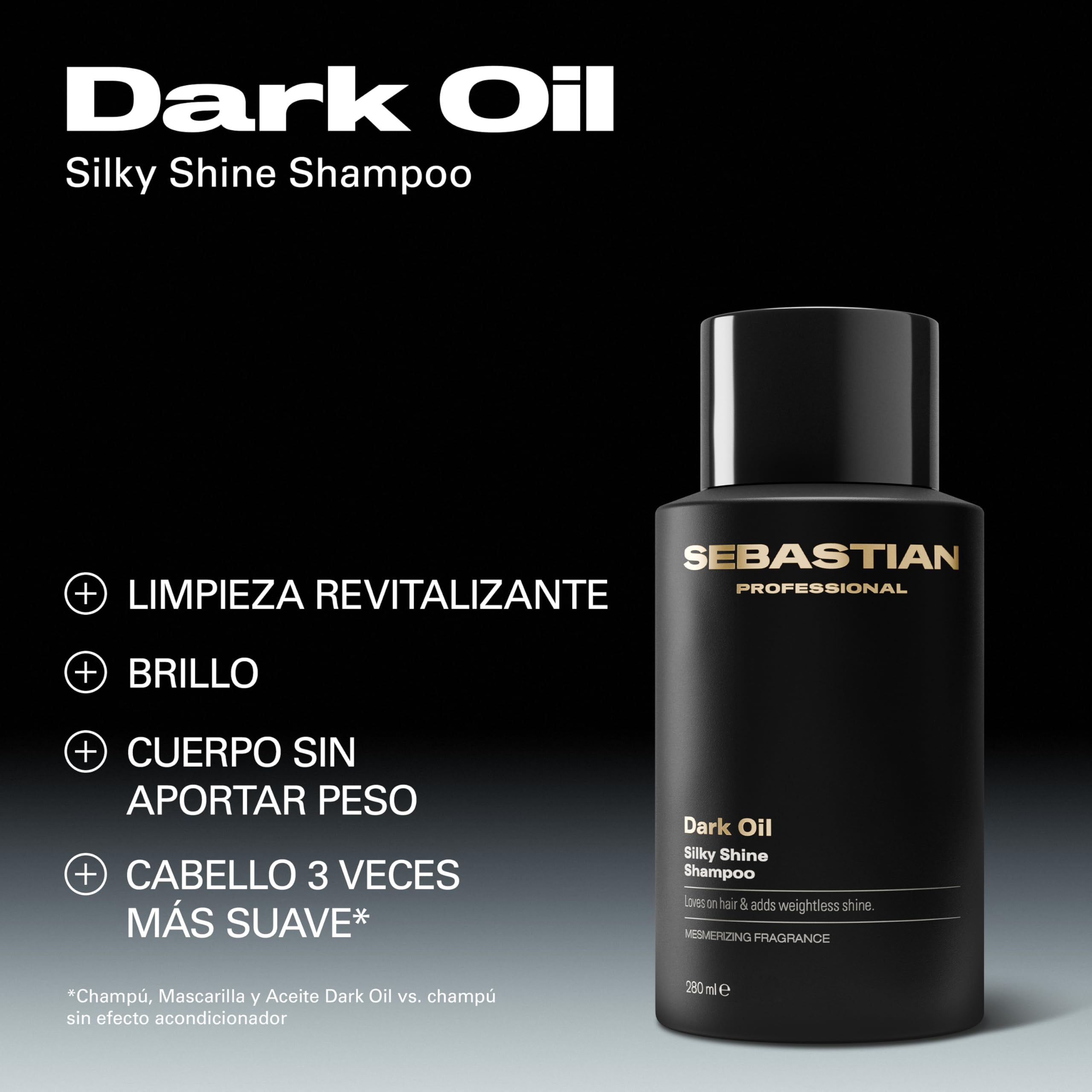 Sebastian Professional Dark Oil | Champú Revitalizante Profesional | Para un Cabello Sedoso y Brillante | Brillo y Antiencrespamiento | Apto Para Todo tipo de Cabello