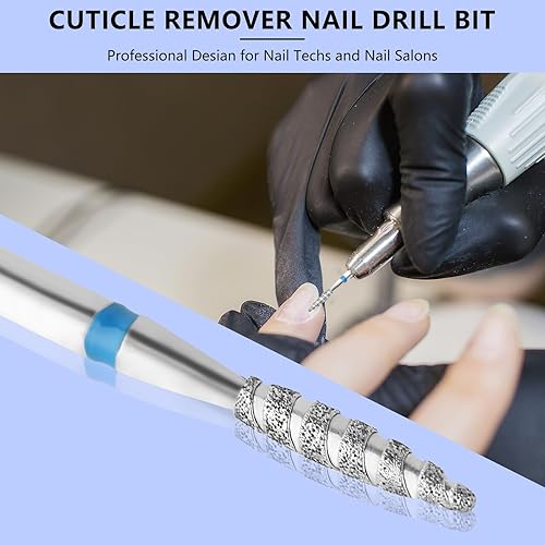 Miniatura 10 de Brocas de carburo de diamante para uñas cilíndricas en espiral de carburo de diamante, vástago de 332 pulgadas, broca profesional roscada de carburo