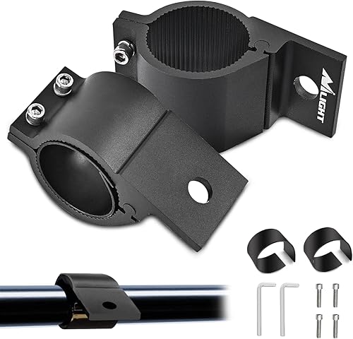 Nilight Soporte de abrazadera de tubo para barra redonda de 1.81 a 2.13 pulgadas, barra de choque, portaequipajes de techo para barra de luz LED