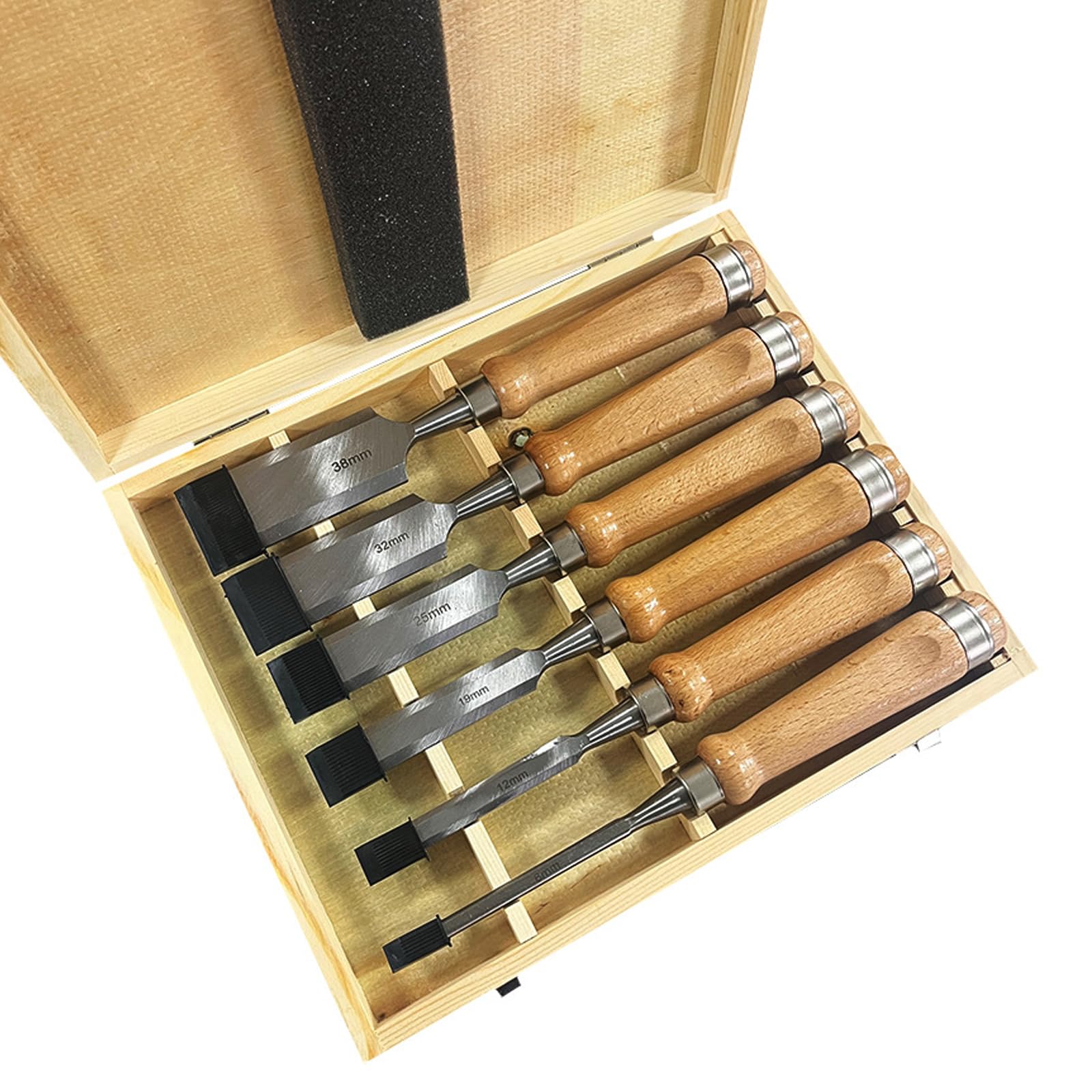 Ash handle,Stemmeisen Schleifstein Set, 6 Stück Holzbearbeitungswerkzeuge Holzschnitzerei Hand Meißel Werkzeug Holzbearbeitung Meißel Set Stechbeitel Set