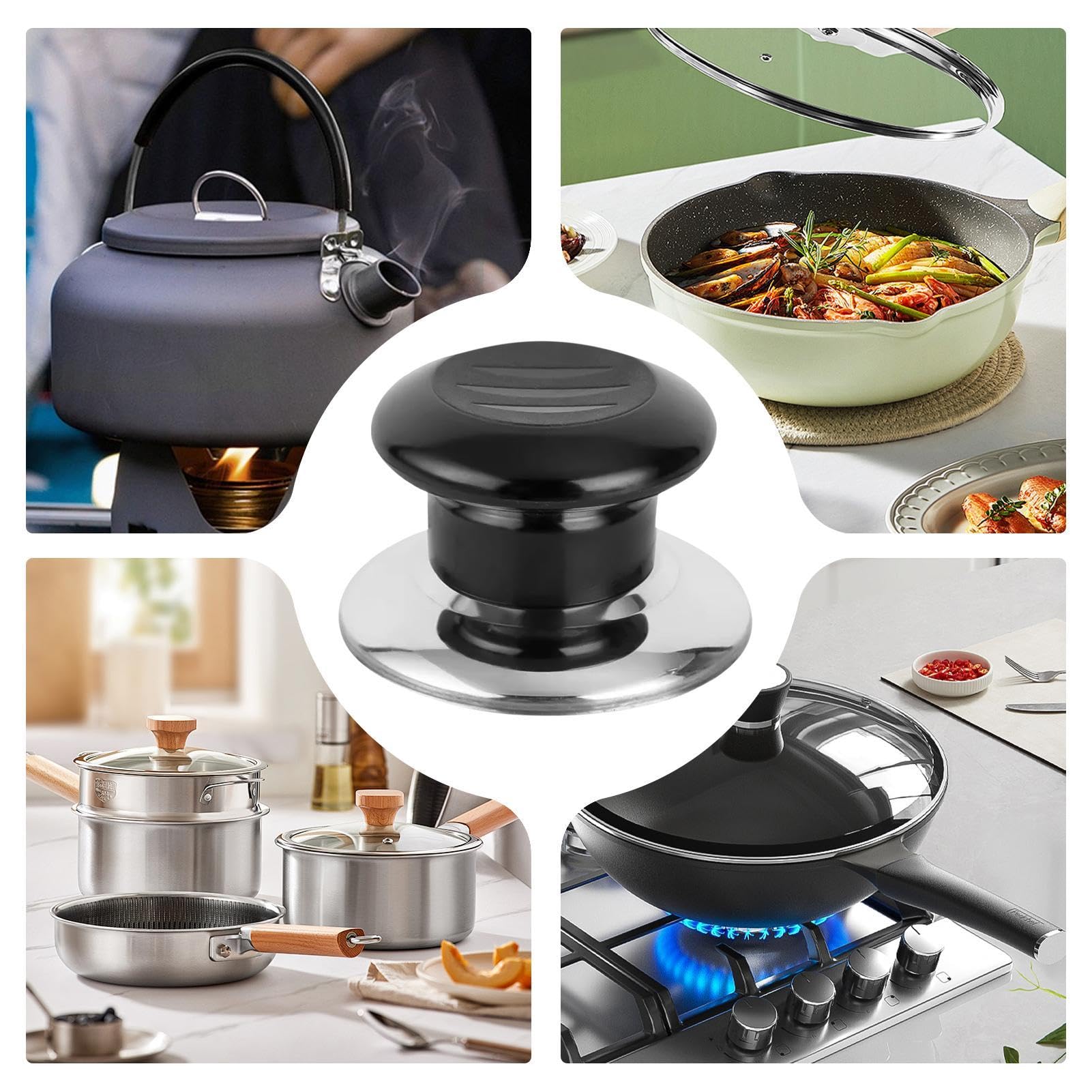 Manopola Per Coperchio Pentola In Acciaio Inox - Universale Per Fori 6-10mm - Foto 4