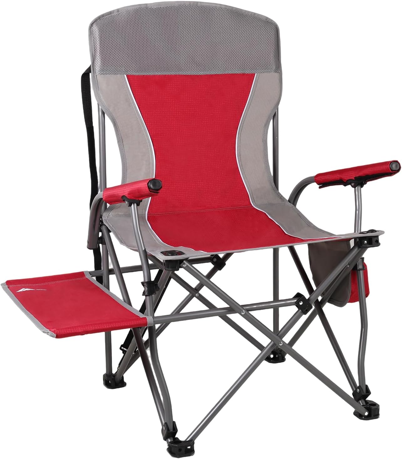 Heavy-Duty Folding Camping Chairs with Side Table – 300 lbs Support (Red)