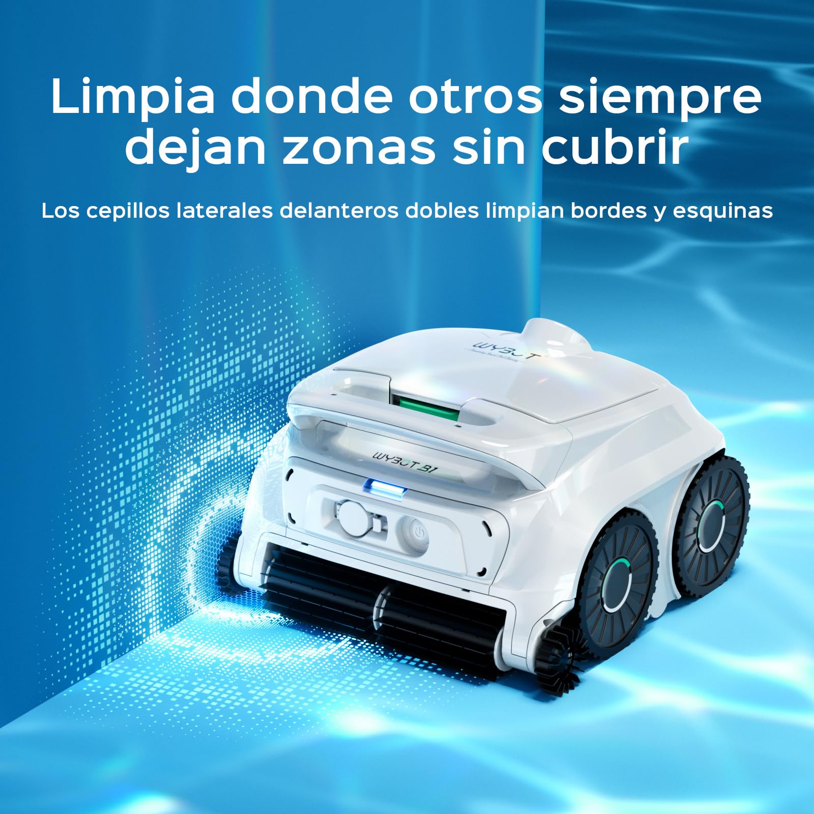 WYBOT B1 Robot de Piscina inalámbrico para Piscinas pequeñas, Robot de Limpieza Inteligente Ligero con Control de aplicación, Cubierta de Pared y Suelo, Dos cepillos Laterales, hasta 100 Minutos de — view 5