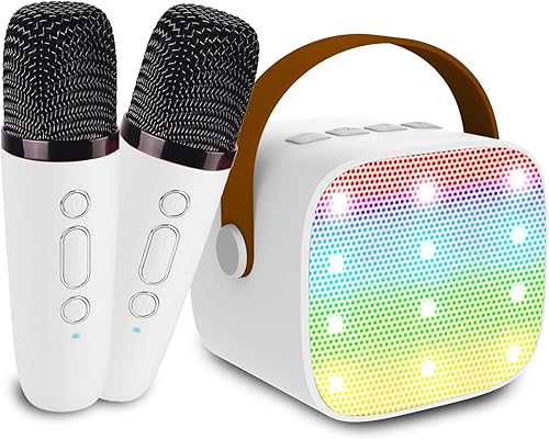 Mini máquina de karaoke para niños y adultos, juguetes para niños y niñas, regalos para niñas y niños, altavoz Bluetooth con 2 micrófonos