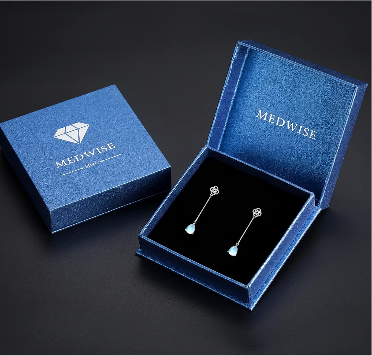 Birthstone Celtic Teardrop Dangle Earrings for Women Sterling Silver Moonstone Teardrop Long Dangle Drop Earrings - Image 7