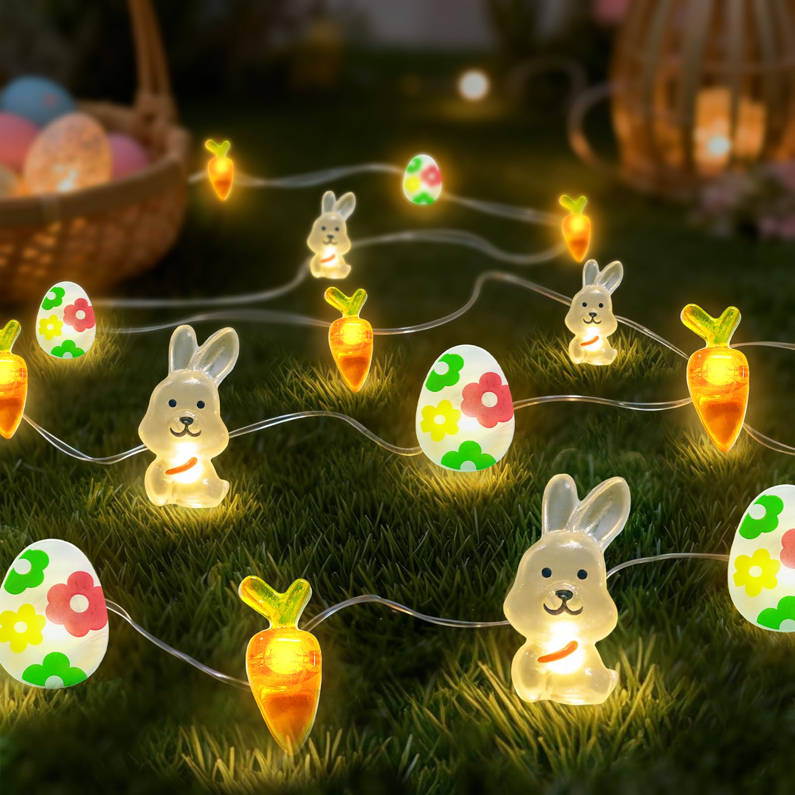 Osterlichterkette, 3 Meter Ostereier Lichterkette, LED Lichterkettes Frühling, Osterdeko LED, Lichterkettes Ostern Innen & Außen, Oster Deko Frühling für Gärten, Geländer, Zweige, Kränze