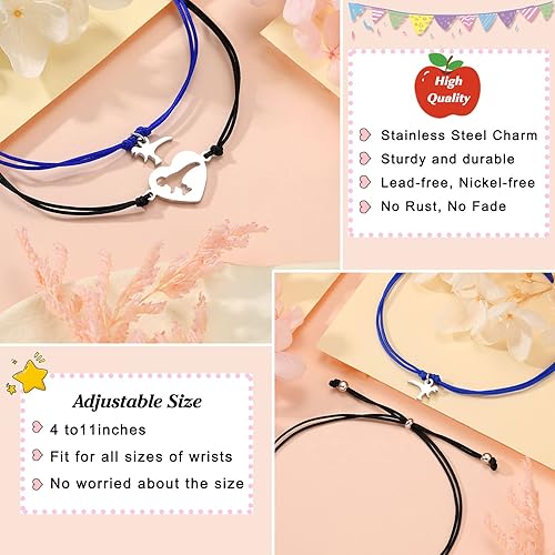 Miniatura 3 de UNGENT THEM Back to School Bracelet Mother Son Dinosaur Bracelets for Mom and Son First Day of School Gifts for Mother Dad Son Boys Daughter Girls