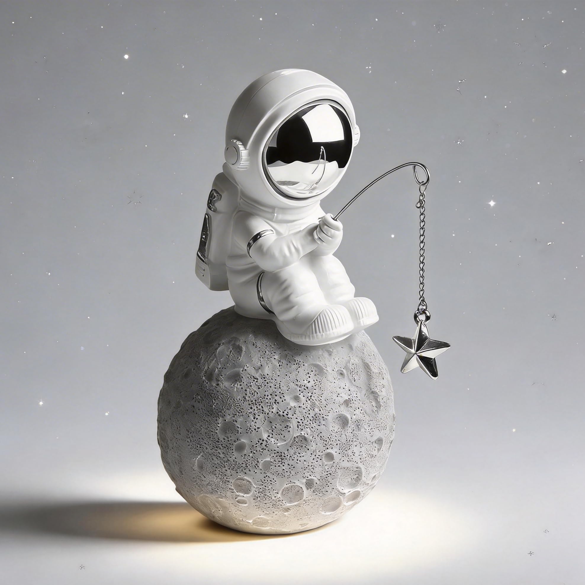 Room Decor - Astronaut Fishing Star Sculpture, Spring Resin Space Figure for Modern Home Office, Desk Decor for Men, Shelf Display, Unique 2026 Graduation Gift for Space Enthusiasts & Collectors