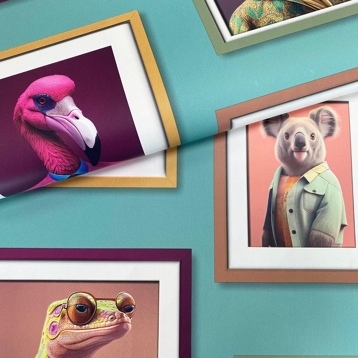 Fantastic Animals Cameleon, Peacock, Koala, Flamingo Wallpaper Multi Muriva 102574