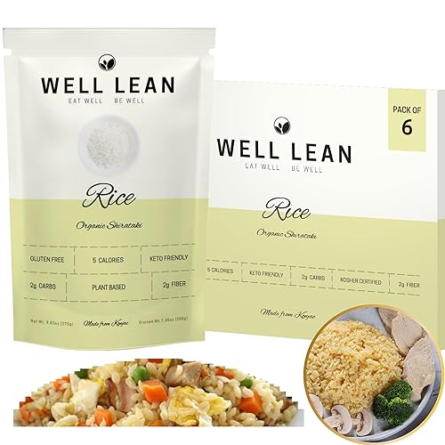 WELL LEAN Arroz orgánico Shirataki Konjac premium orgánico USDA 100 a base de plantas apto para ceto cero carbohidratos netos sin OMG listo para