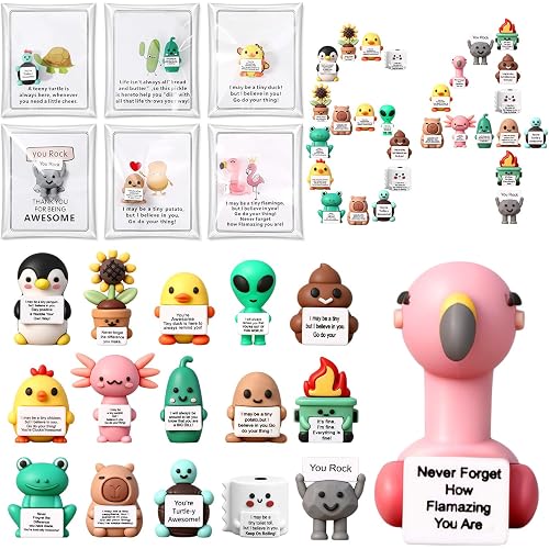 Gejoy 64 Sets Positive Mini Figures with Cards, Motivational Figurine Gifts