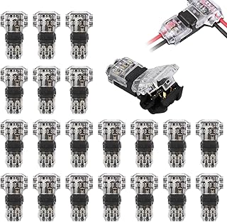 20 conectores de cable de grifo en T de 12 V, conectores de cable eléctrico de 3 vías de empalme rápido de 2 pines para tira LED de 18-22 AWG, audio de coche, cableado automotriz y bricolaje