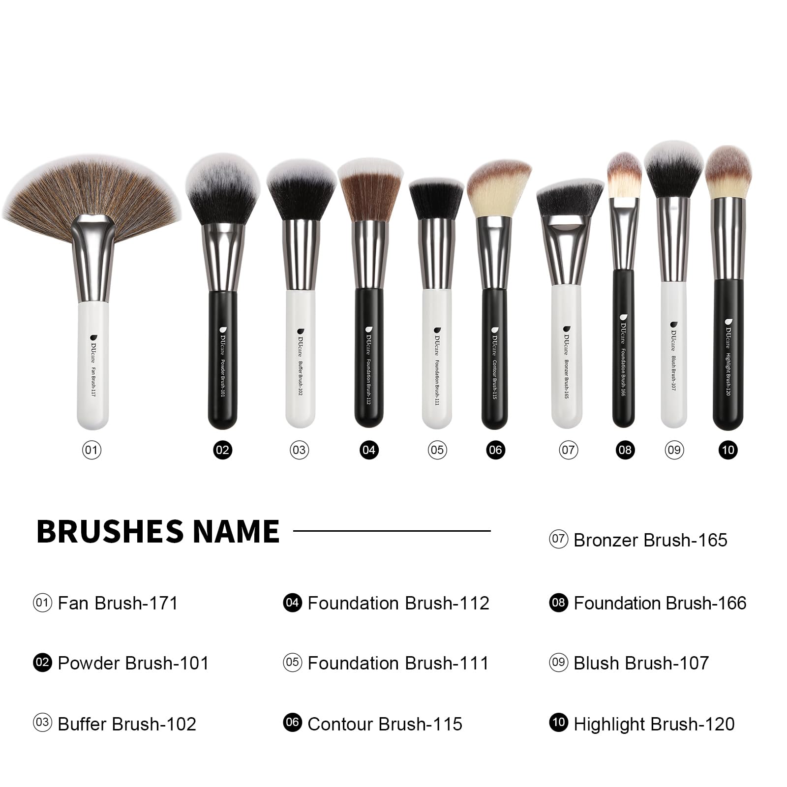 DUcare Brochas de Maquillaje Profesional Con Bolsa de Cosméticos 31 piezas Premium Synthetic Set de Pinceles de maquillaje para Artista de Maquillaje(Estilo panda）