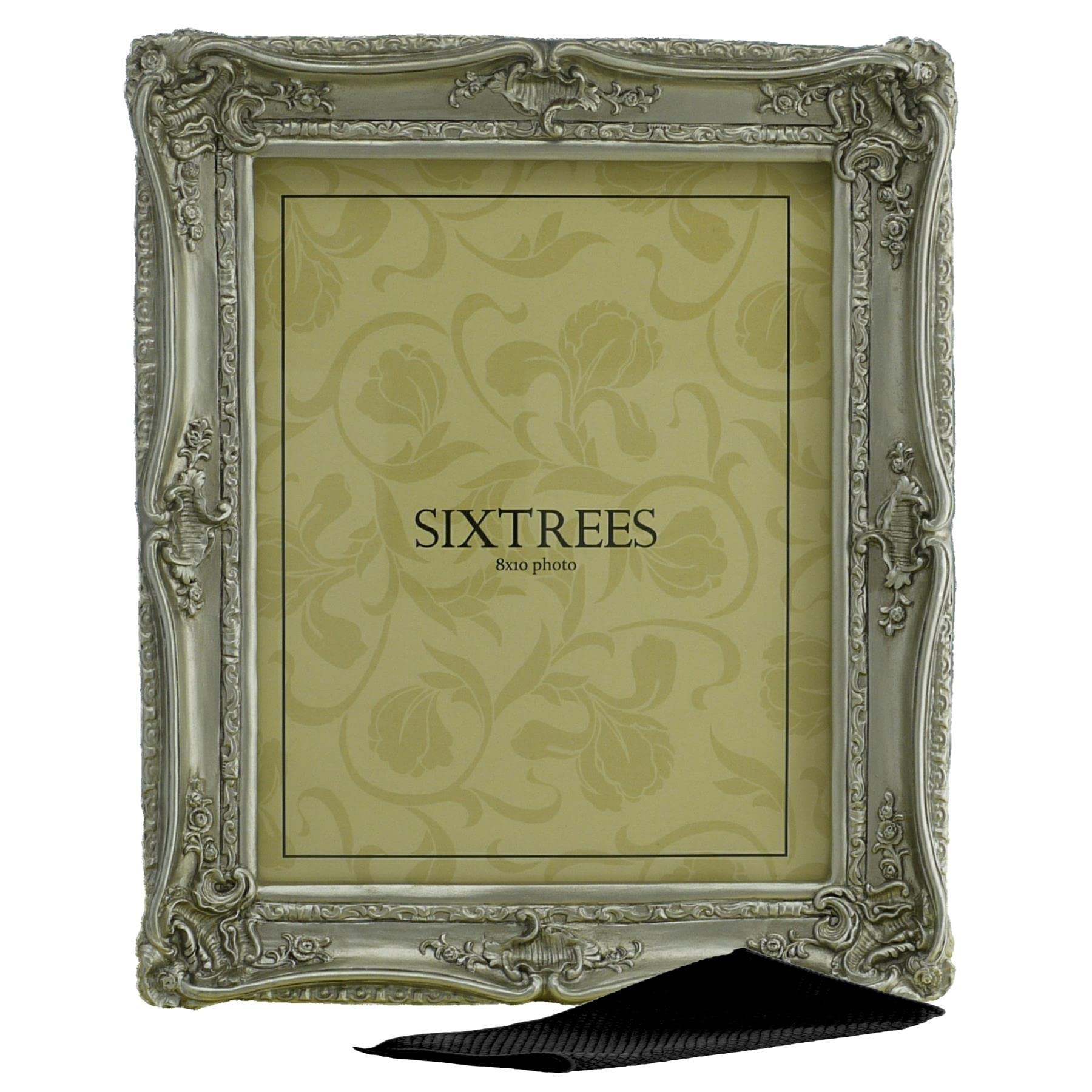 Sixtrees Silver Chelsea 5-255-80 Ornate Vintage Swept Shabby Chic 10X8 Inch Photo Frame - With Microfibre Glass Cleaning Cloth.