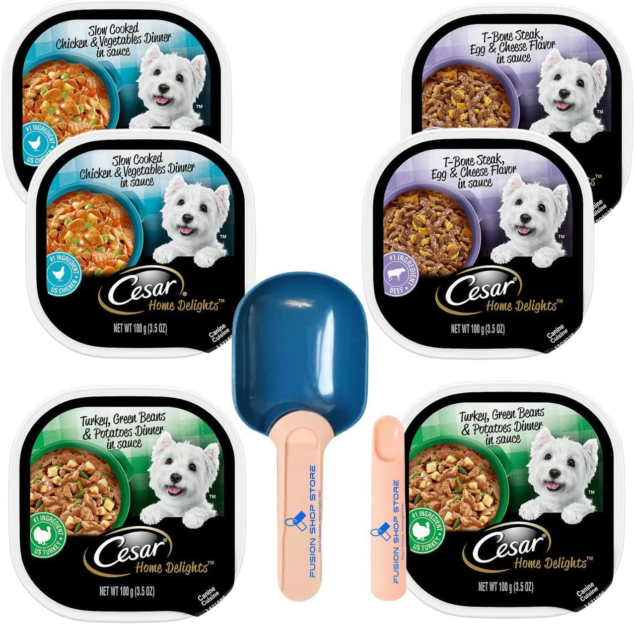 Cesars Wet Dog Food (2) TBone Steak, Egg & Cheese (2) Chicken