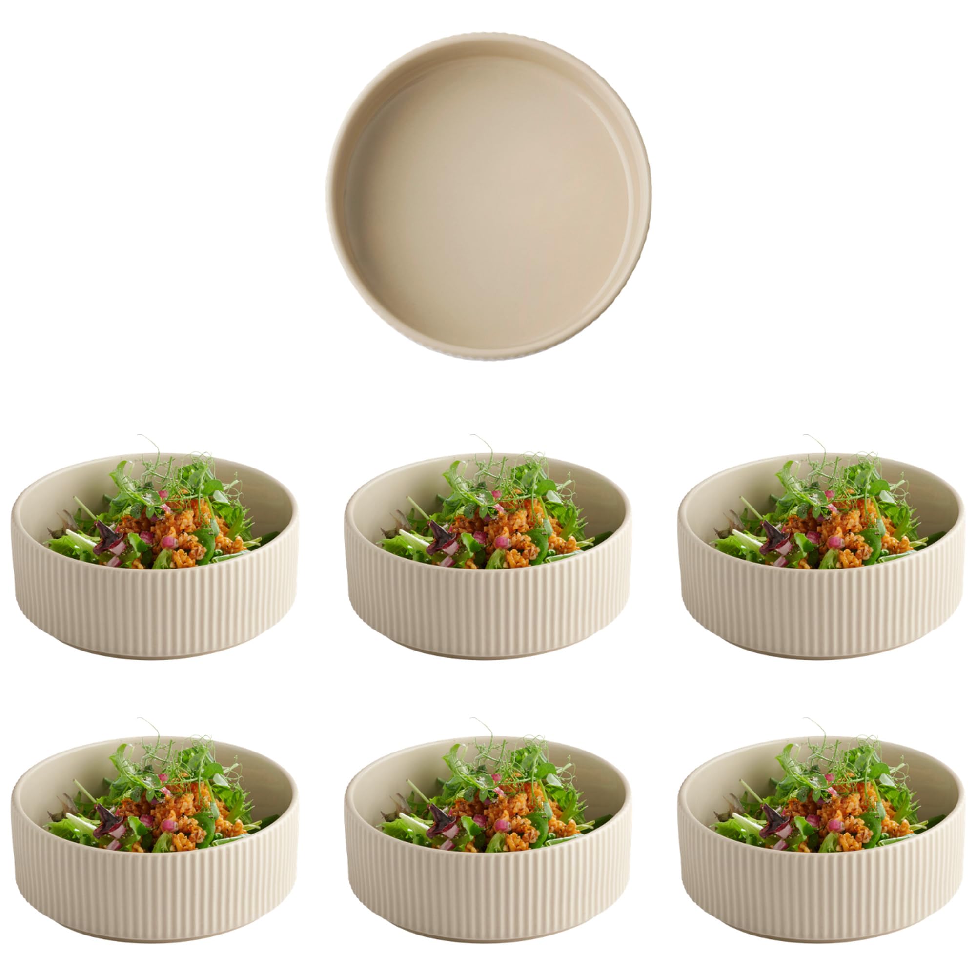 Aps Beige The Grid Porcelain Bowls Sand 550Ml (6 Pack)