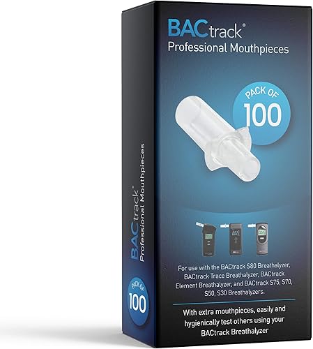 BACtrack Boquillas profesionales con alcoholímetro (100 unidades) Compatible con probadores de alcohol BACtrack S80, Trace, Scout y Element Breath