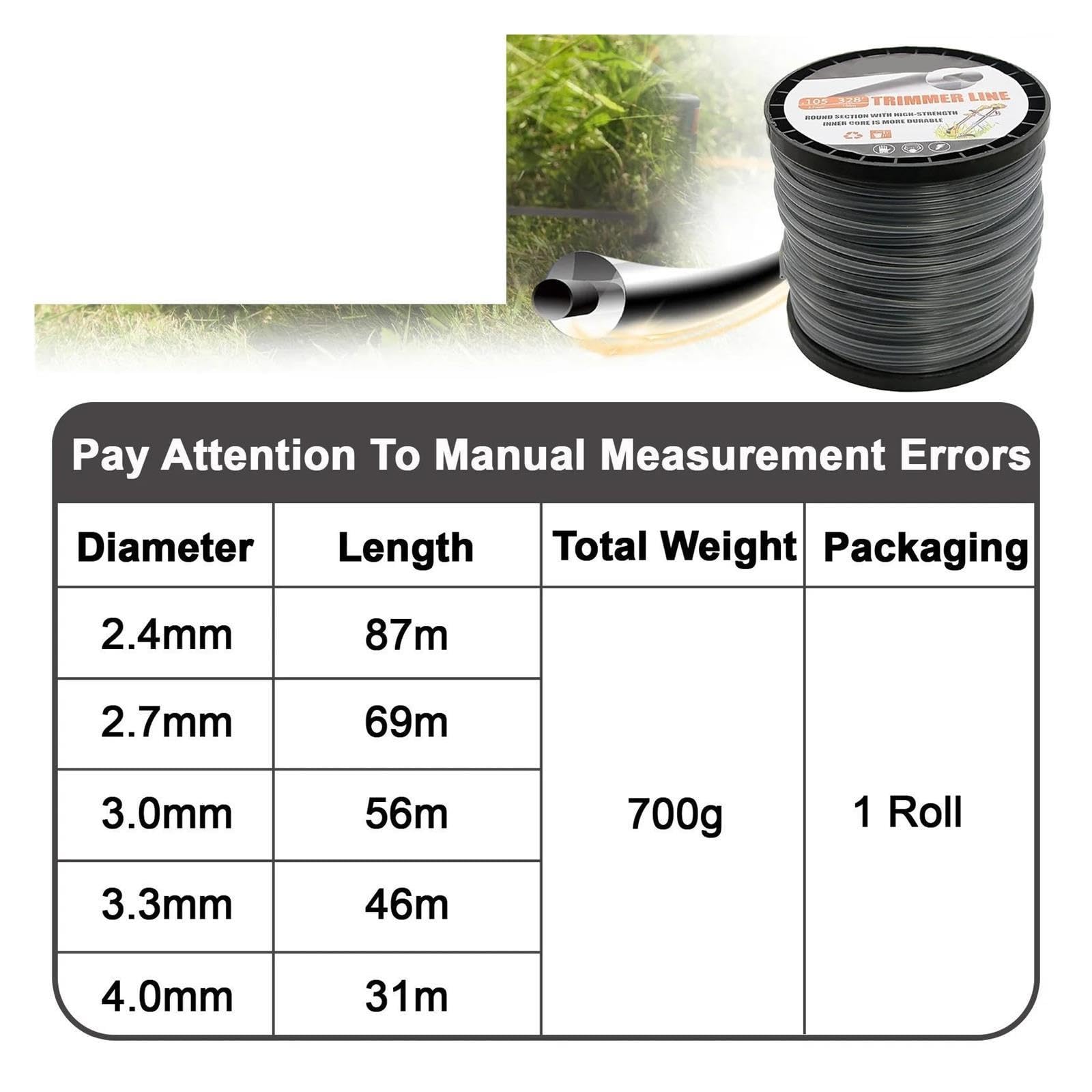 Filo Tondo in Nylon Grigio da 2,7 mm x 100 m