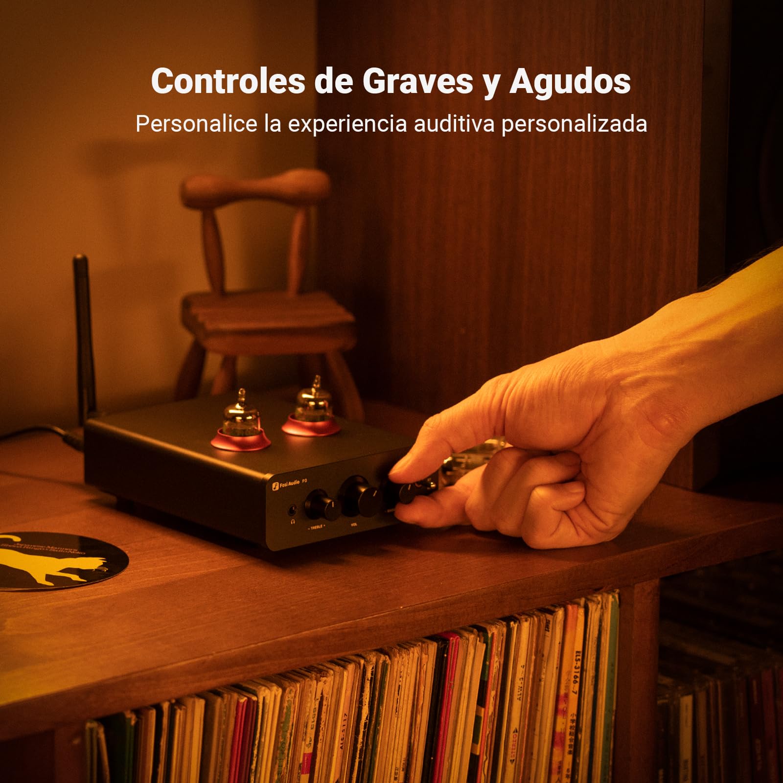 Fosi Audio P3 Tubo Preamp Auriculares Amplificador Audio Doméstico Mini Vacío Pre Amp con Bluetooth aptX LL HD Controles de Graves y Agudos para Altavoces Activos estéreo HiFi con Tomas RCA AUX