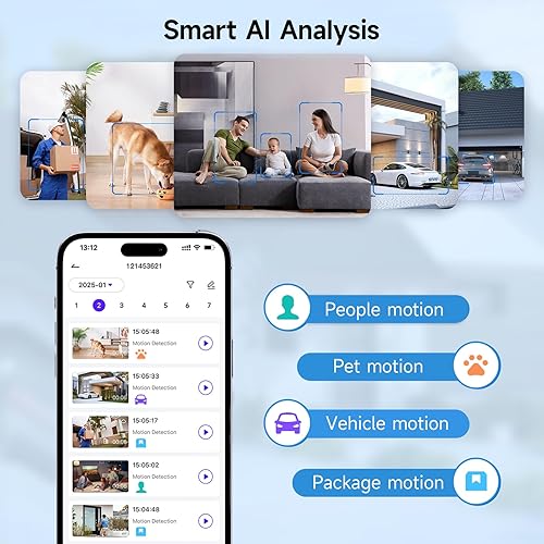 Miniatura 6 de Cámaras de seguridad inalámbricas para exteriores, 2K Pan Rotación de 300 Cámara WiFi alimentada por batería con detección humana PIR, visión
