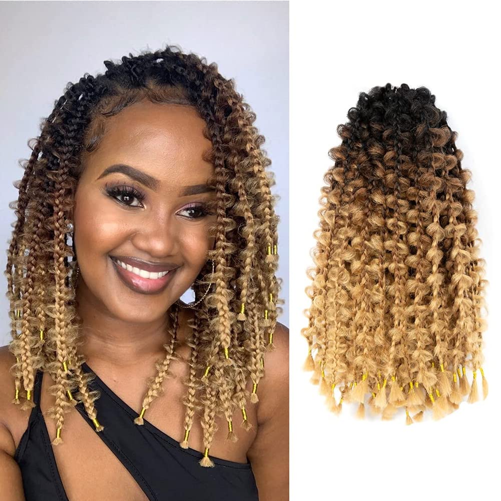 Buy Re4U 12 Inch Bob Box Braids Crochet Hair Prelooped, Ombre Brown