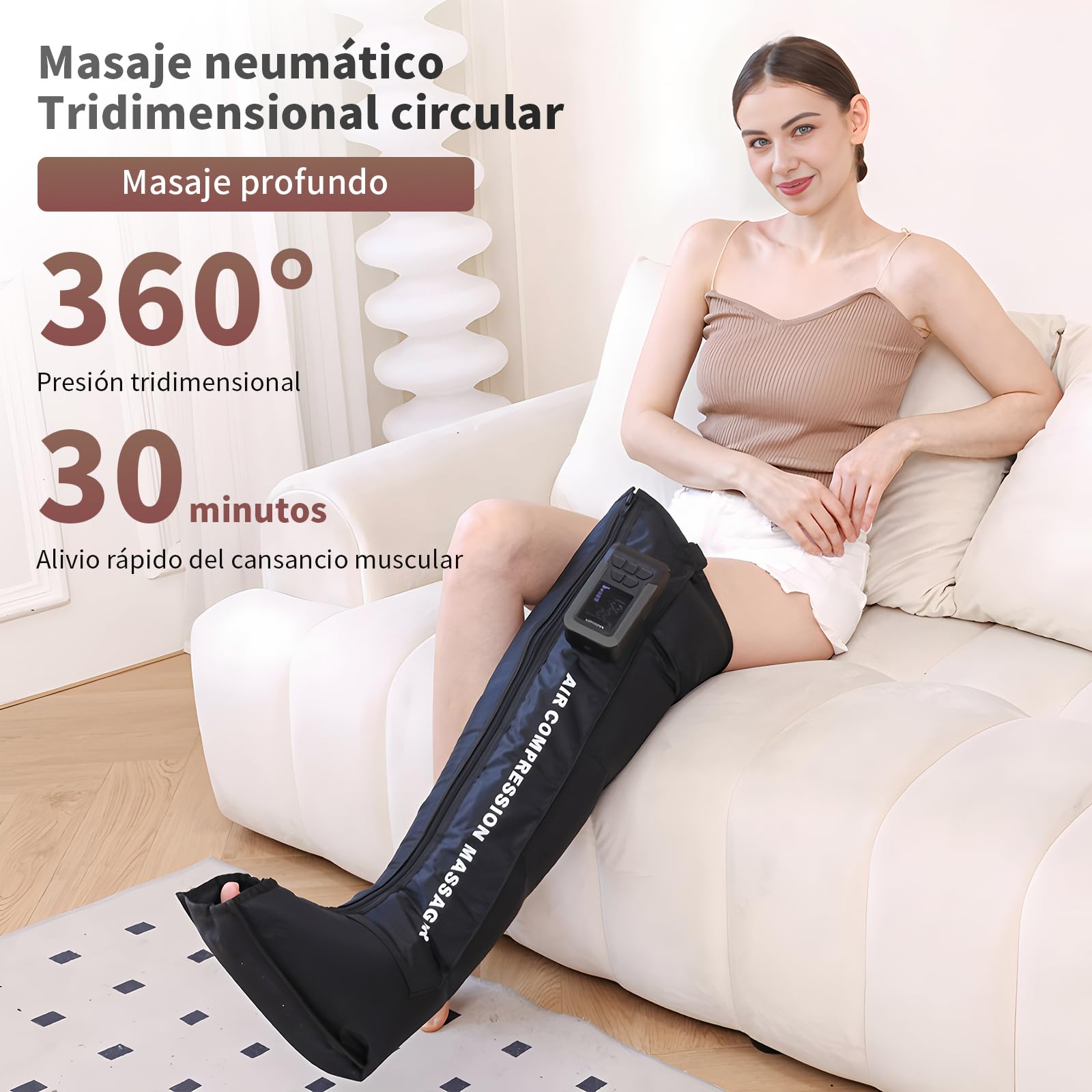 Mono Botas de recuperación inalámbricas de compresión única para regeneración muscular y circulación sanguínea, terapia de ondas de presión (deporte/regeneración/drenaje linfático