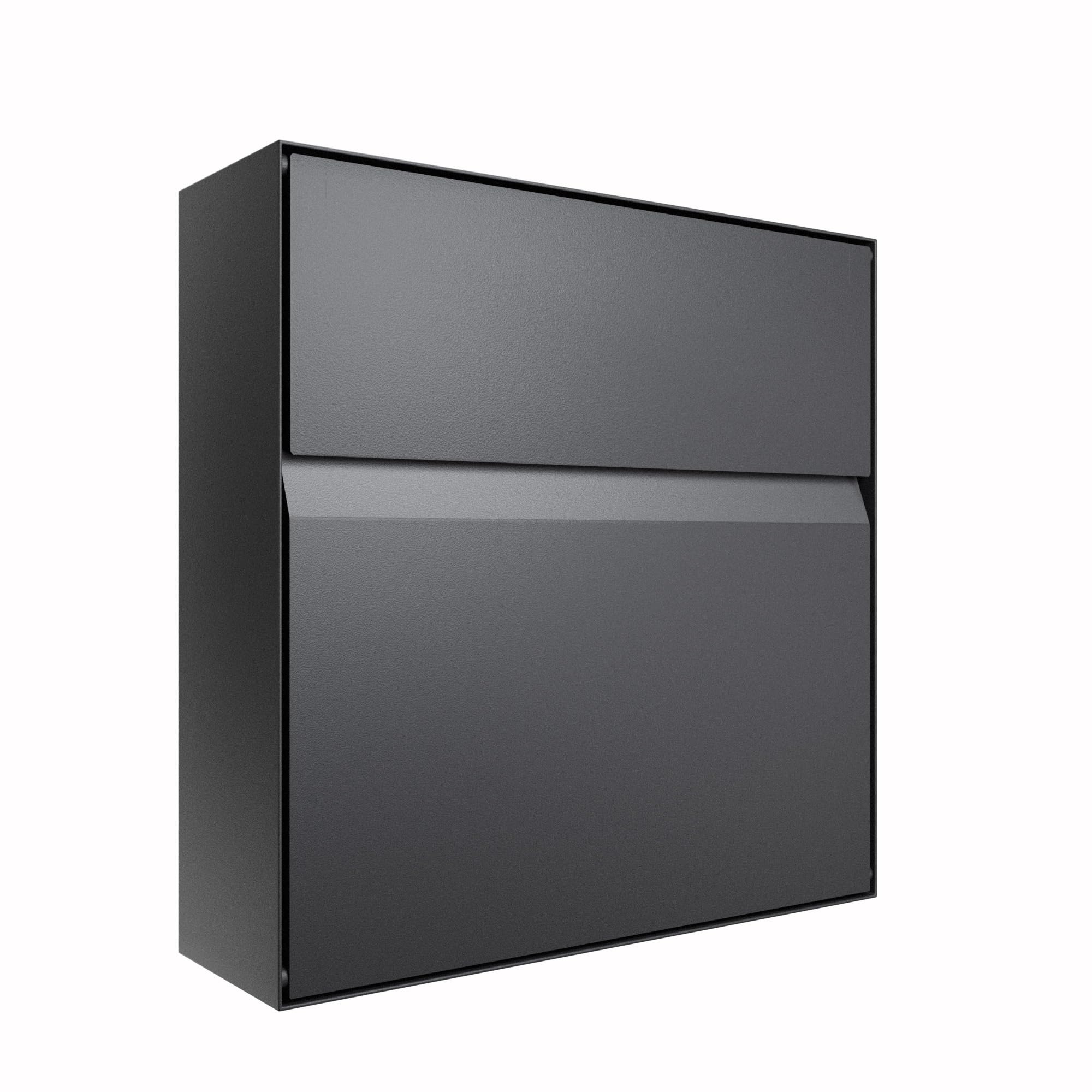 Iloveparcels Anthracite Manilla Wall Mounted Outdoor Letterbox, Secure Anti Theft Lockable Galvanised Steel Post Box, A4 Mail Slot, Weatherproof Outdoor Letter Box For Home, Flats & Hmos – Ral 7016