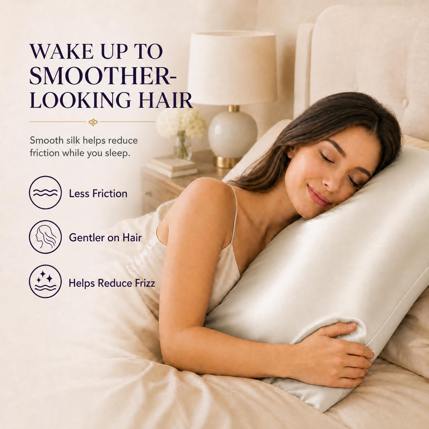 100% Pure Mulberry Silk Pillowcase, 22 Momme 6A Grade, for Hair & Skin, Gift for Women & Men (White, Standard)