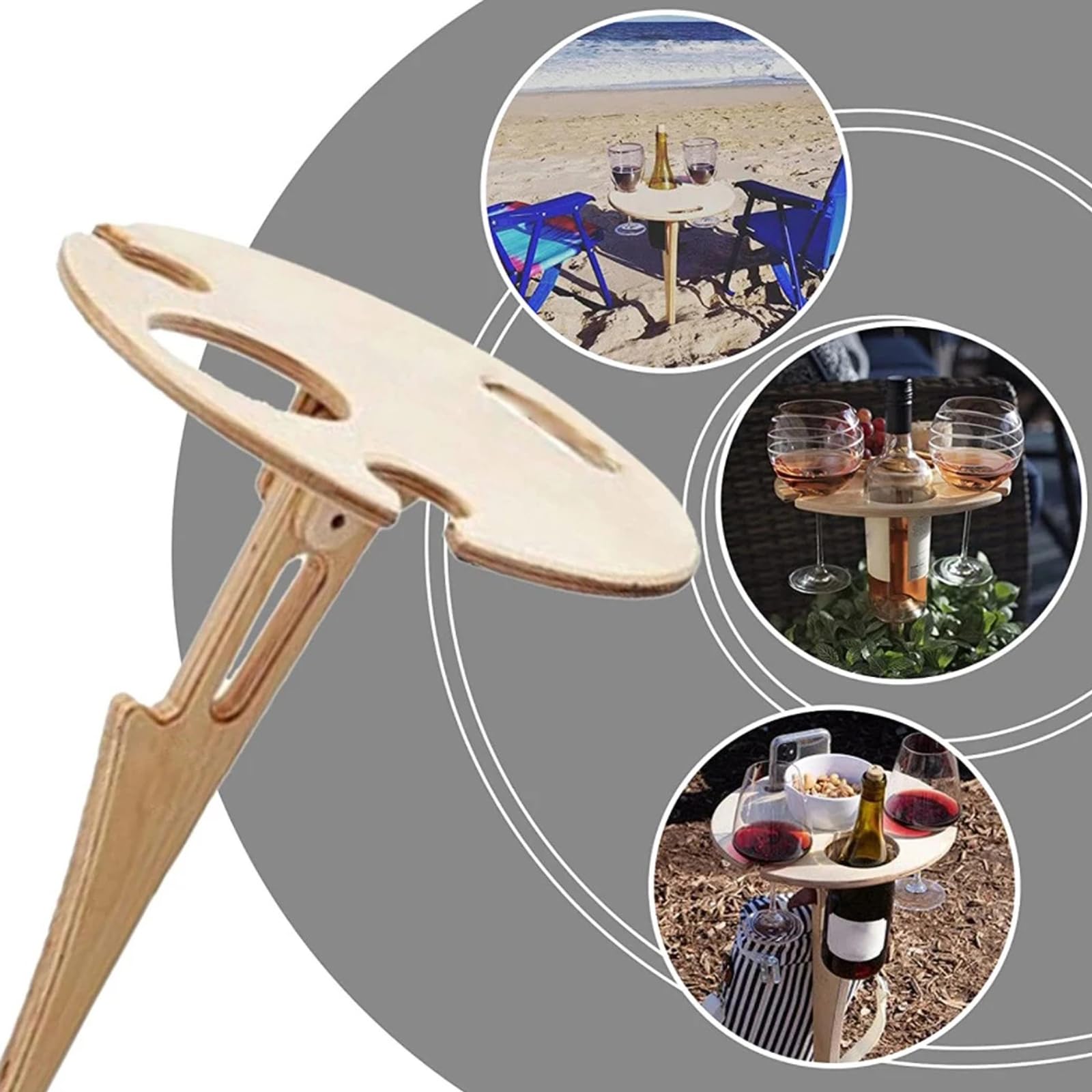 Hyxodjy Tavolino da vino portatile, pieghevole e rustico, mini, color legno, ideale per attività all'aperto e picnic