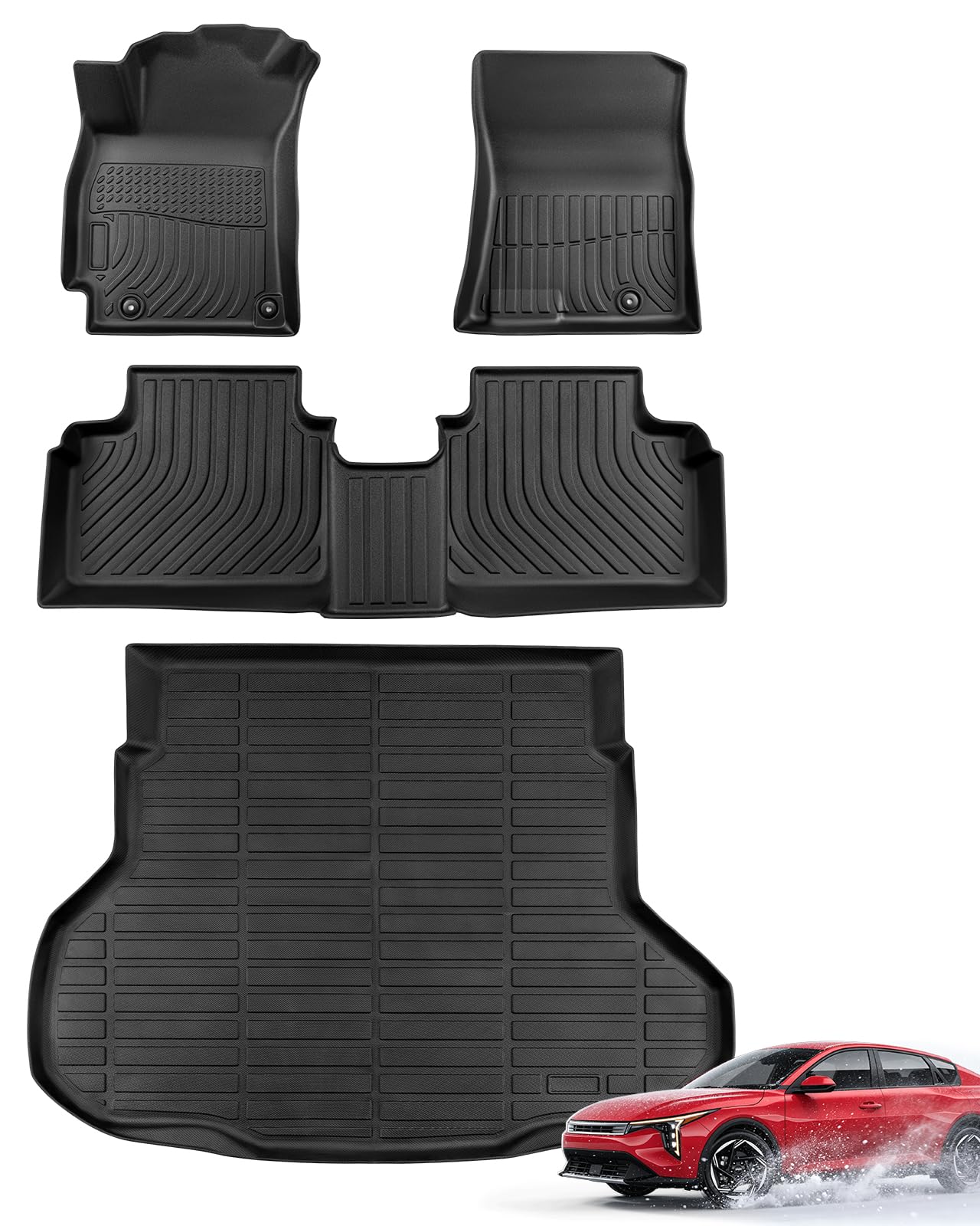 Car Floor Mats for KIA K4 2025 2026 (Not Fit for Hatchback), Black