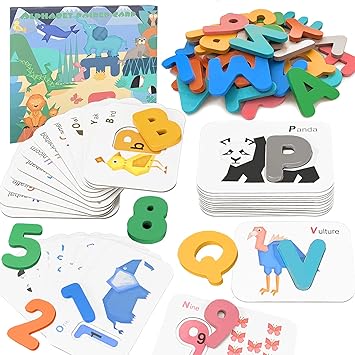 Amazon Corper Toys 木製パズル 型はめパズル かたはめパズル 形合わせ アルファベット 動物 数字認識 英語学習 女の子 男の子 パズル 積み木 クリスマス プレゼント八歳以上 木製パズル おもちゃ