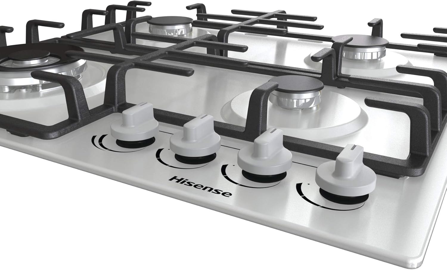 Hisense GM663XB Piano Cottura a Gas, 4 Zone di Cottura, Larghezza 60 cm, Bruciatore Wok Doppia Corona e Griglie in Ghisa, Accensione Integrata, Inox Anti Impronta 4 fuochi griglie in ghisa - Immagine 4