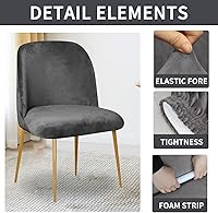 Vista 4 de Funda para silla, funda elástica para silla sin brazos, de terciopelo, para comedor, comedor, comedor, funda protectora para silla de respaldo