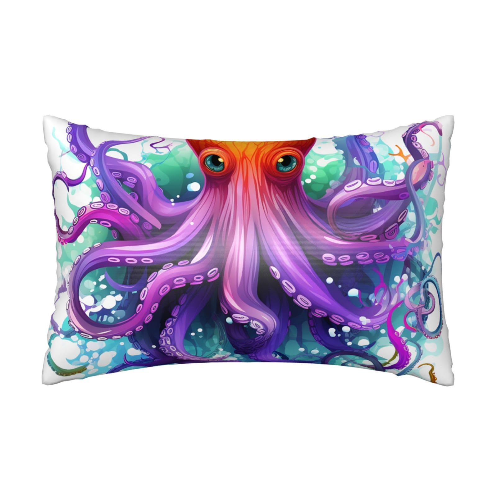 Satin Pillowcase for Hair and Skin,Soft Breathable Silk Pillowcase Colorful Octopus Cooling Pillow Cover with Hidden Zipper Queen Size Cushion Case for Bedroom Sofa 20”X30”