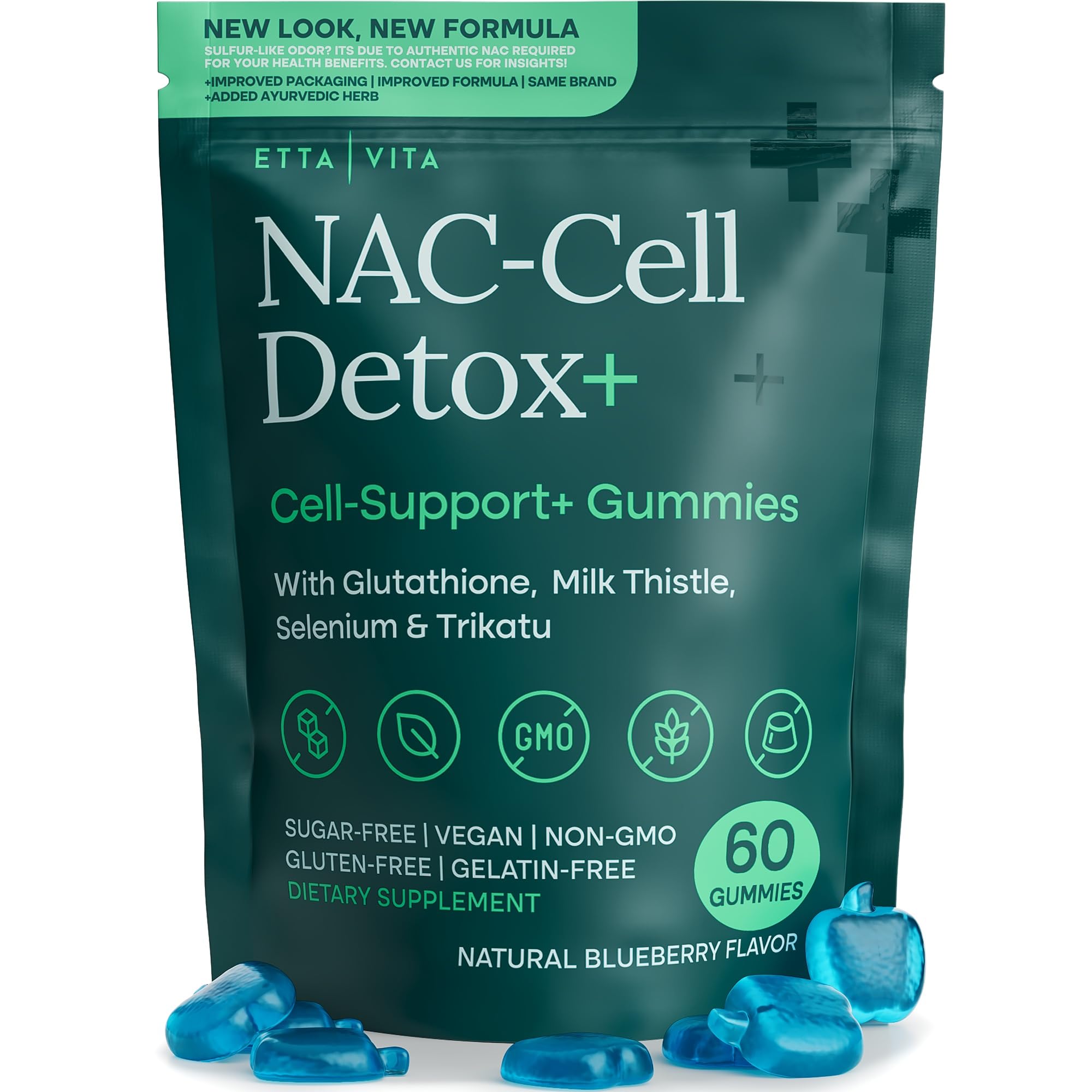 Sugar-Free NAC Gummies, N-Acetyl Cysteine Supplement with Milk Thistle, Glutathione, & Selenium, NAC Complex for Energy, Respiratory Health, Liver Detox & Cleanse, Kidney, Antioxidant Support