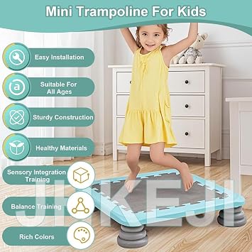 Mini Trampoline for Kids Ages 3-12, 25 in Orange Rebounds Trampoline for Indoor Outdoor, Square Bounce Board with Non-Slip Base, Autisms Kids Sensory Integration Training Body-Building, Loaded 330 lbs