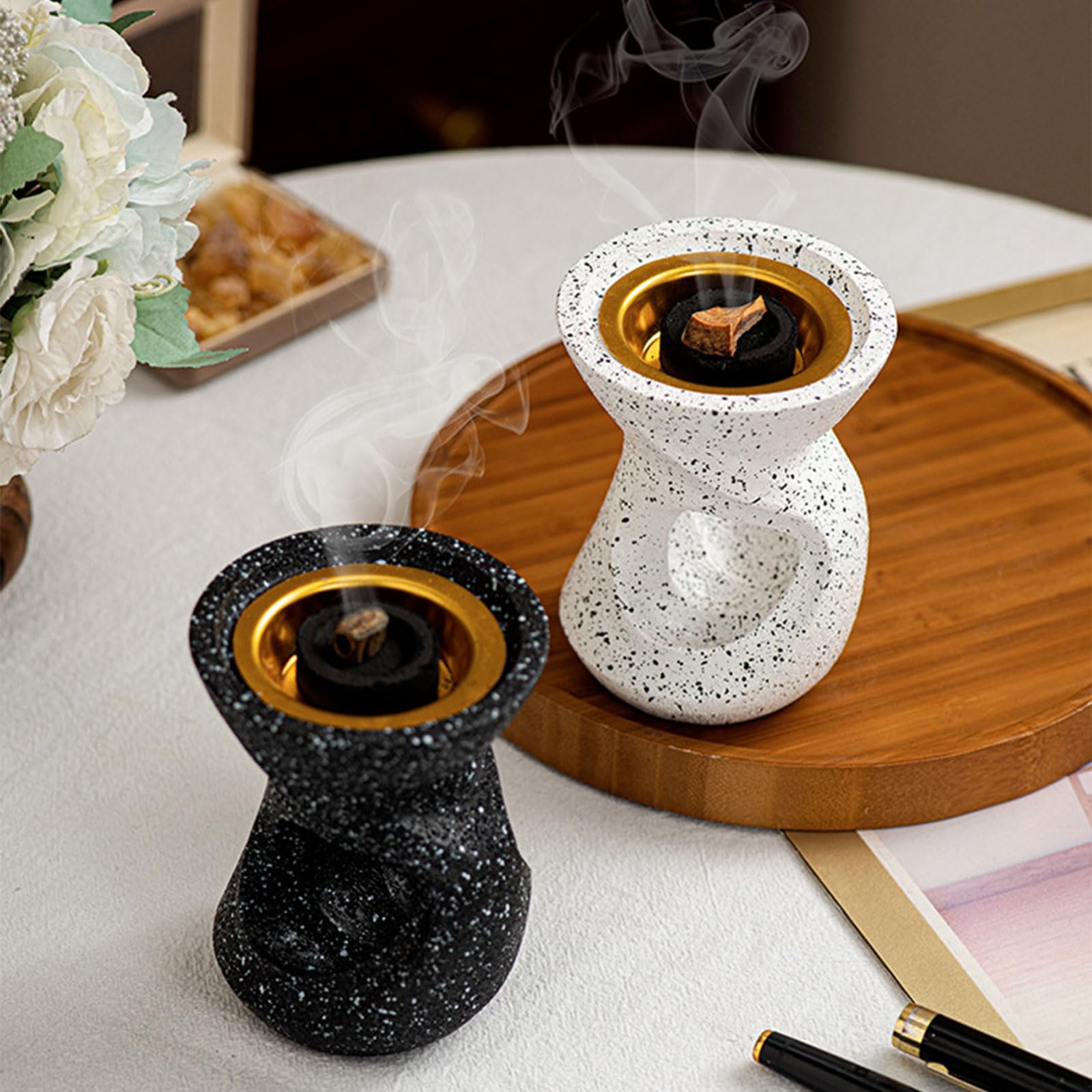 Kominek do aromaterapii, Aromaterapie Bliskiego Wschodu, uchwyt na kadzidełka do dekoracji domu, biura, jogi, dyfuzor zapachowy(Black)