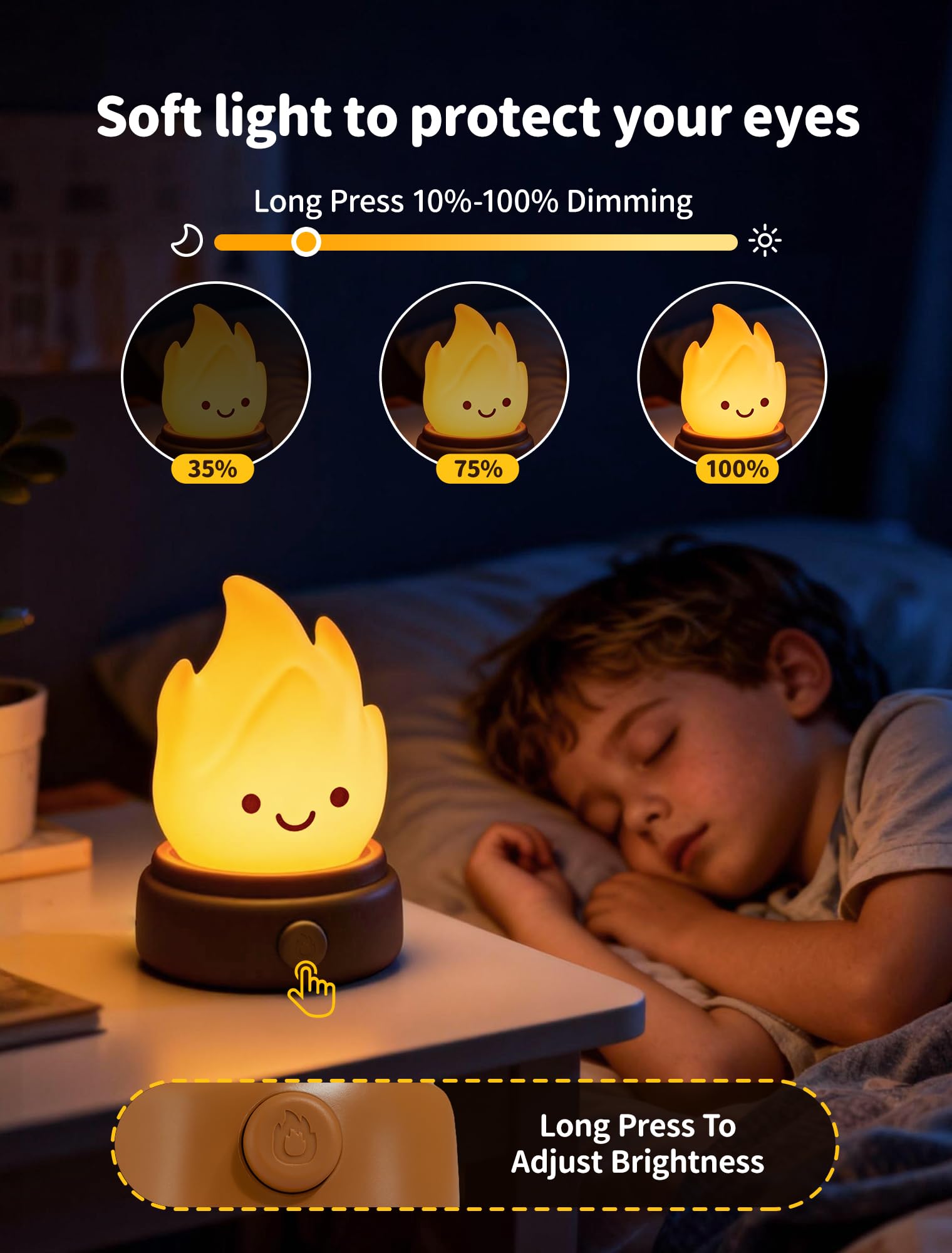 2026 Upgrade Campfire Night Light with White Noise Portable Desk Lamp Cute Silicone Flame Lights Flameless Candles Lamps — view 4